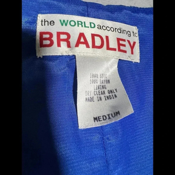 The World According to Bradley 80s Blue Silk Beaded Fish Vntg‎ Vest Size Medium - Picture 9 of 9